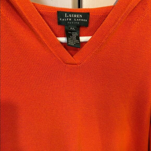 Ralph Lauren Orange Petite Cotton Knit Long Sleeve Pull Over Hoodie PM - Picture 5 of 14